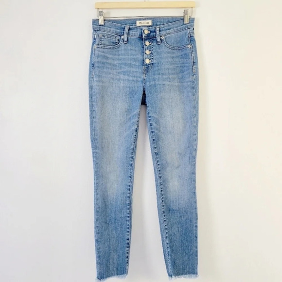 Madewell  9" High Rise Skinny Crop 30 Buttonfly Light Wash Raw Hem - Picture 8 of 11
